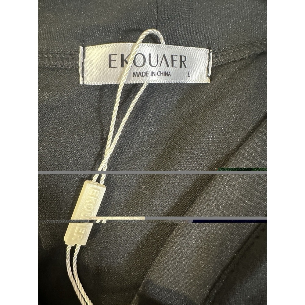 Ekouner Women's Black Dress Large Short Sleeve, Knee Length - Picture 7 of 7